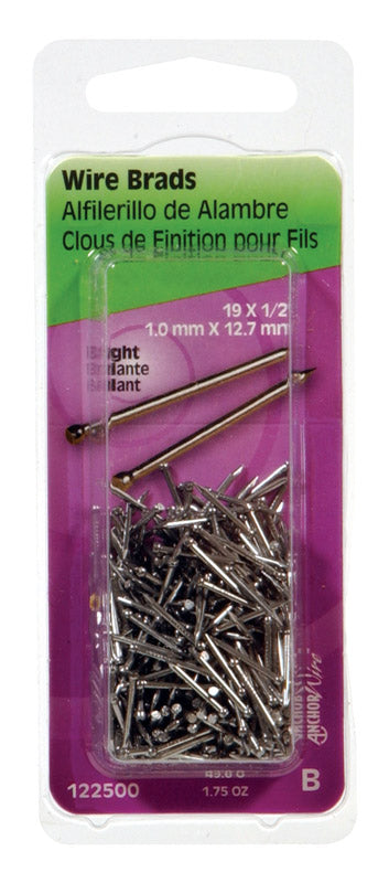 HILLMAN - Hillman 19 Ga. X 1/2 in. L Bright Steel Brad Nails 1 pk 1.75 oz - Case of 6