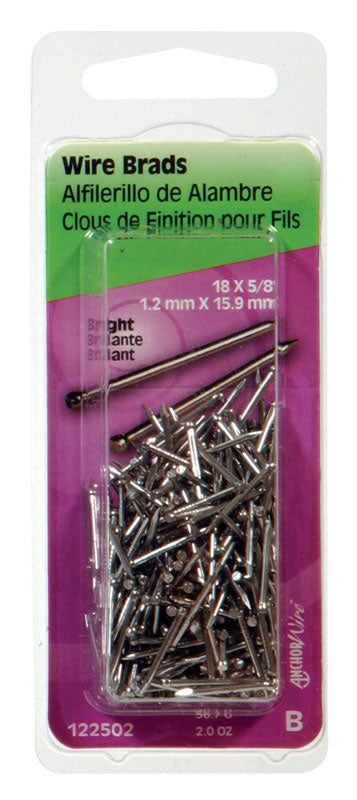 HILLMAN - Hillman 18 Ga. X 5/8 in. L Bright Steel Brad Nails 1 pk 2 oz - Case of 6