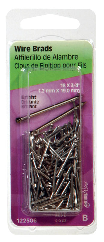 HILLMAN - Hillman 18 Ga. X 3/4 in. L Bright Steel Brad Nails 1 pk 2 oz - Case of 6