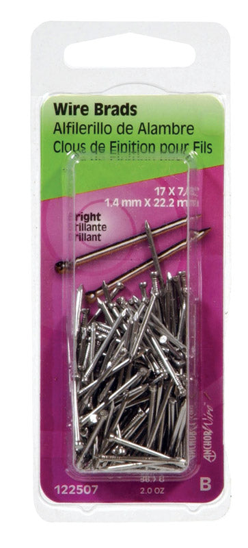 HILLMAN - Hillman 17 Ga. X 7/8 in. L Bright Steel Brad Nails 1 pk 2 oz - Case of 6