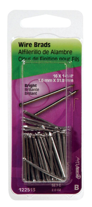 HILLMAN - Hillman 16 Ga. X 1-1/4 in. L Bright Steel Brad Nails 1 pk 2 oz - Case of 6