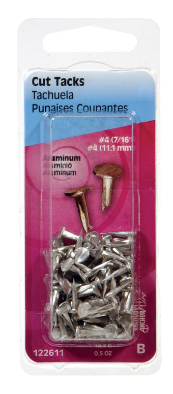 HILLMAN - Hillman No. 4 X 7/16 in. L Silver Aluminum Cut Tacks 0.5 pk - Case of 6