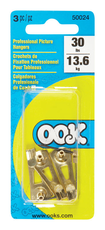 OOK - OOK Brass-Plated Gold Professional Picture Hanger 30 lb 3 pk