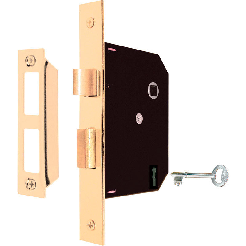 PRIME-LINE - Prime-Line Security Bright Brass Mortise Replacement Lock Assembly 1-3/4 in.