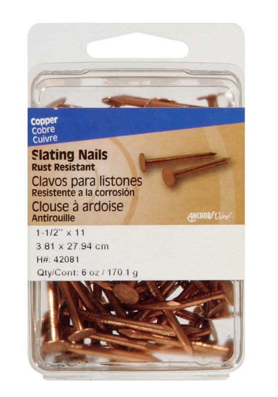 HILLMAN - Hillman 1-1/2 in. Slate Copper Nail Flat Head - Case of 5