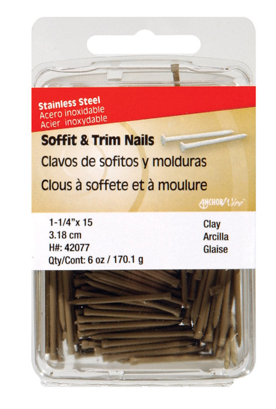 HILLMAN - Hillman 1-1/4 in. Soffit and Trim Stainless Steel Nail Flat Head - Case of 5 [42077]