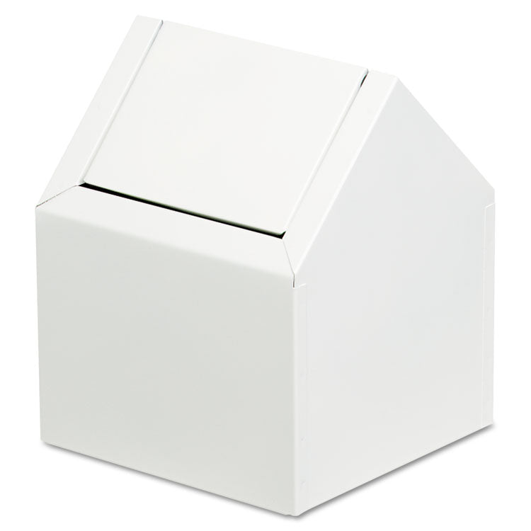 HOSPECO - Double Entry, Swing Top Floor Receptacle, Metal, White