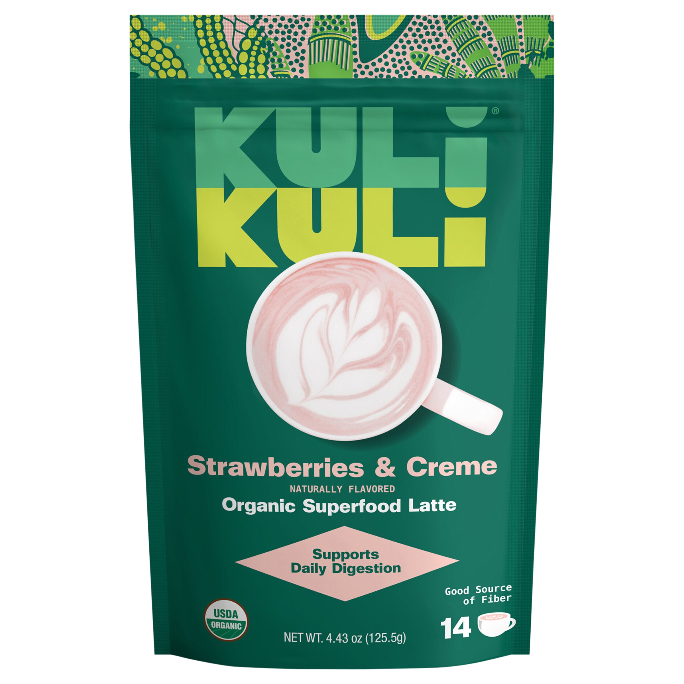 Kuli Kuli Organic Strawberries & Creme Superfood Latte 4.43 oz - Case of 1