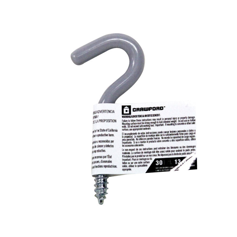 CRAWFORD - Crawford Vinyl Coated Gray Steel Small Storage Hook 30 lb. cap. 1 pk - Case of 25