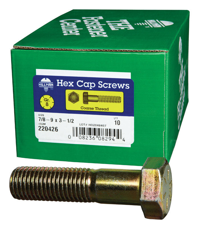 HILLMAN - Hillman 7/8-9 in. D X 3-1/2 in. L Heat Treated Steel Hex Head Cap Screw 10 pk