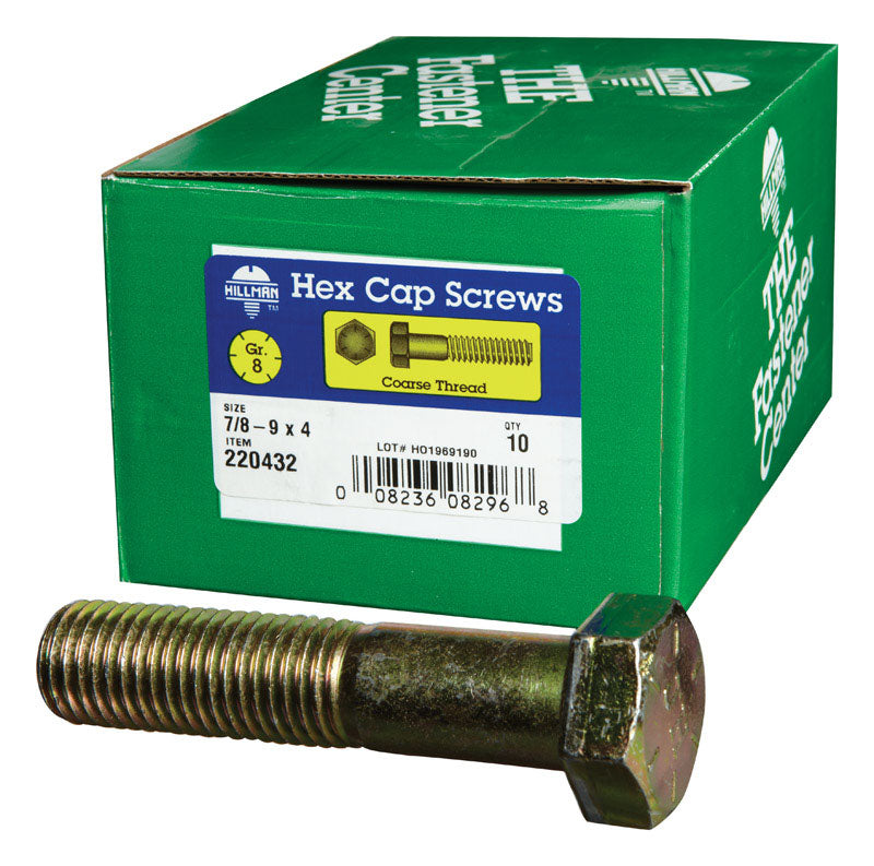 HILLMAN - Hillman 7/8-9 in. D X 4 in. L Heat Treated Steel Hex Head Cap Screw 10 pk