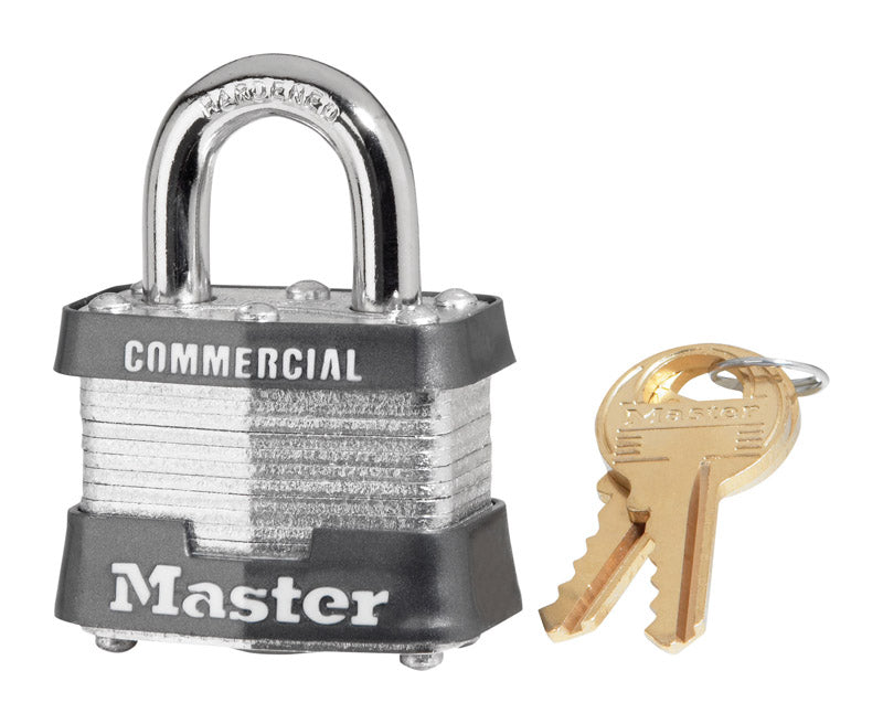 MASTERLOCK - Master Lock 1-5/16 in. H X 1-5/8 in. W X 1-9/16 in. L Steel 4-Pin Cylinder Padlock Keyed Alike - Case of 6 [3KA#3704]