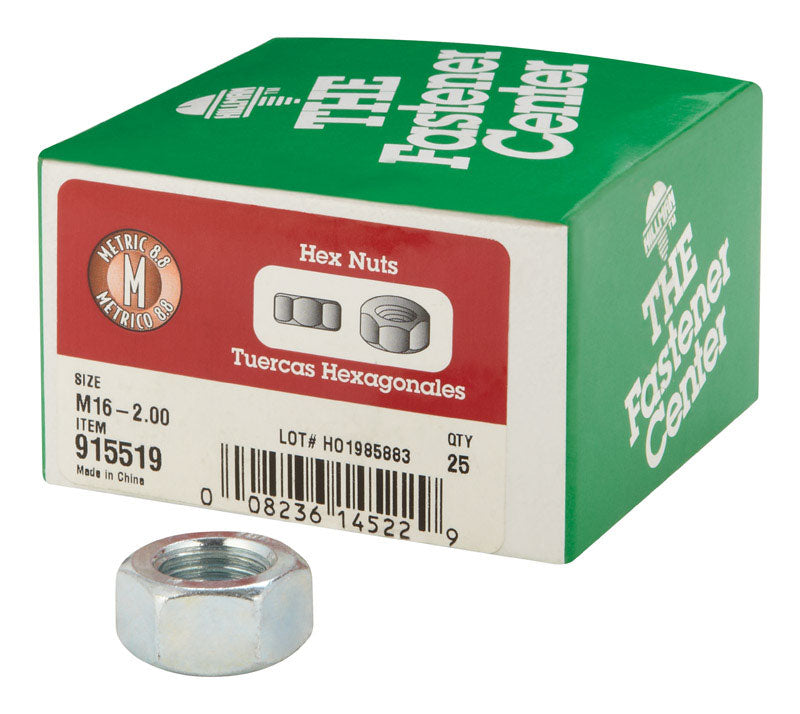 HILLMAN - Hillman M16-2.00 mm Zinc-Plated Steel Metric Hex Nut 25 pk