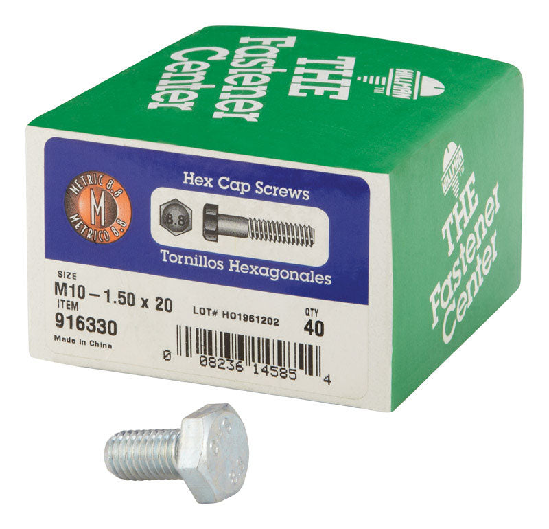 HILLMAN - Hillman M10-1.50 mm D X 20 mm L Heat Treated Steel Hex Head Cap Screw 40 pk