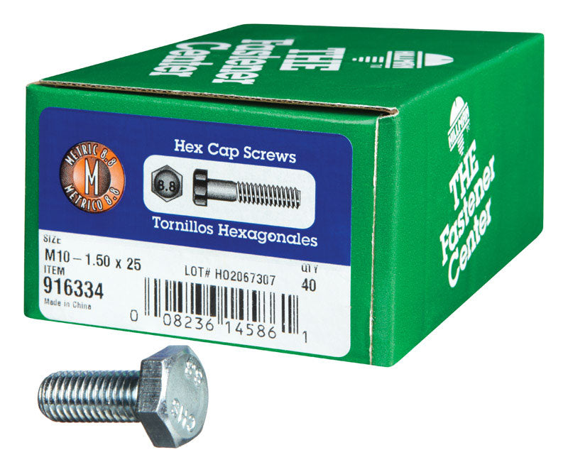 HILLMAN - Hillman M10-1.50 mm D X 25 mm L Heat Treated Steel Hex Head Cap Screw 40 pk