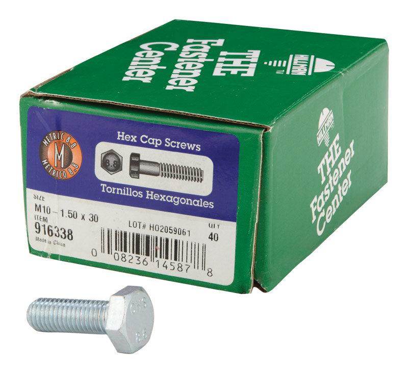 HILLMAN - Hillman M10-1.50 mm D X 30 mm L Heat Treated Steel Hex Head Cap Screw 40 pk