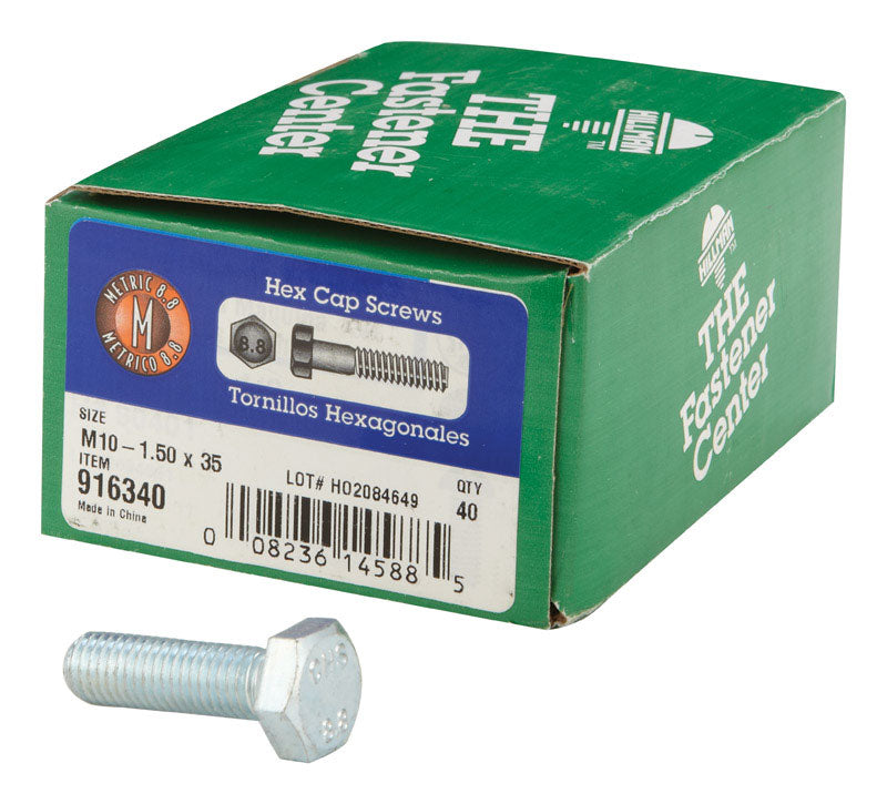 HILLMAN - Hillman M10-1.50 mm D X 35 mm L Heat Treated Steel Hex Head Cap Screw 40 pk