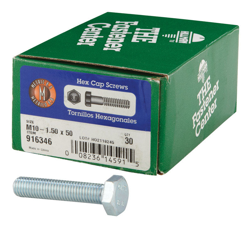 HILLMAN - Hillman M10-1.50 mm D X 50 mm L Heat Treated Steel Hex Head Cap Screw 30 pk