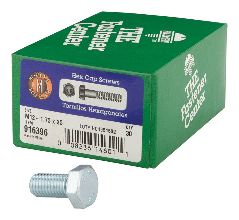 HILLMAN - Hillman M12-1.75 mm D X 25 mm L Heat Treated Steel Hex Head Cap Screw 30 pk