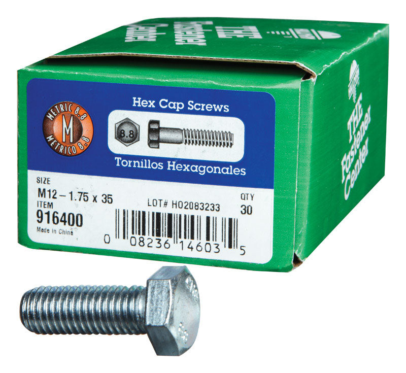 HILLMAN - Hillman M12-1.75 mm D X 35 mm L Heat Treated Steel Hex Head Cap Screw 30 pk