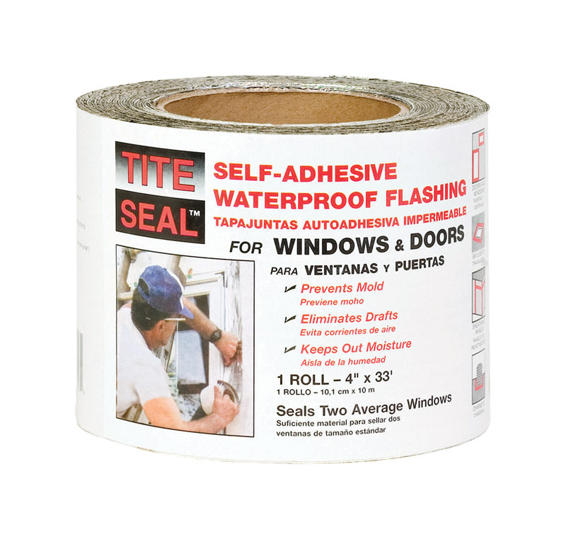 TITE SEAL - Tite Seal 4 in. W X 33 ft. L Rubber Self-Adhesive Waterproof Flashing Silver