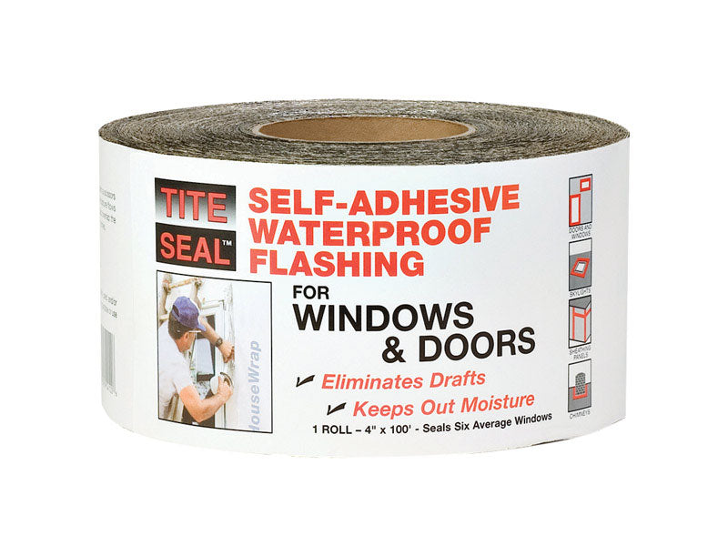 TITE SEAL - Tite Seal 4 in. W X 100 ft. L Rubber Self-Adhesive Waterproof Flashing Silver