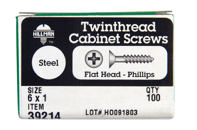 HILLMAN - Hillman No. 6 X 1 in. L Phillips Black Phosphate Cabinet Screws 100 pk