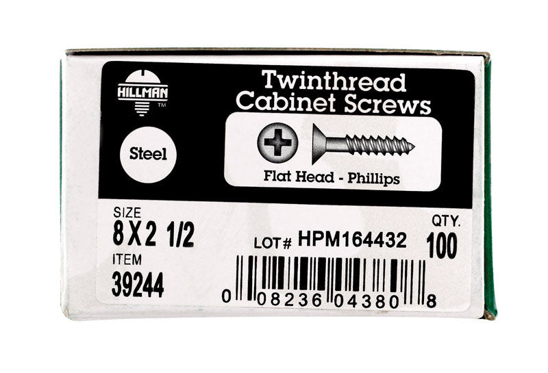 HILLMAN - Hillman No. 8 X 2-1/2 in. L Phillips Black Phosphate Cabinet Screws 100 pk