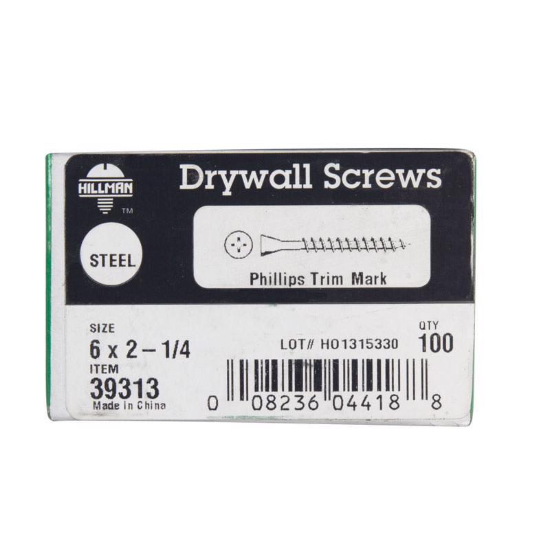 HILLMAN - Hillman No. 6 X 2-1/4 in. L Phillips Drywall Screws 100 pk [39313]