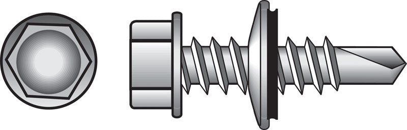 HILLMAN - Hillman No. 10 X 3/4 in. L Hex Hex Washer Head Self- Drilling Screws 100 pk