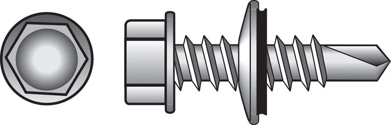 HILLMAN - Hillman No. 10 X 1 in. L Hex Hex Washer Head Self- Drilling Screws 100 pk