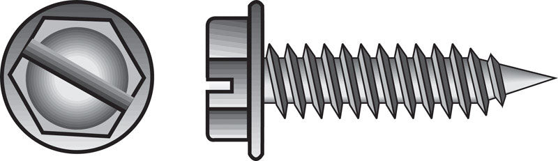 HILLMAN - Hillman No. 8 X 1/2 in. L Slotted Hex Washer Head Sheet Metal Screws 100 pk [82226]