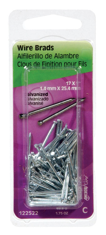 HILLMAN - Hillman 17 Ga. X 1 in. L Galvanized Steel Brad Nails 1 pk 1.75 oz - Case of 6