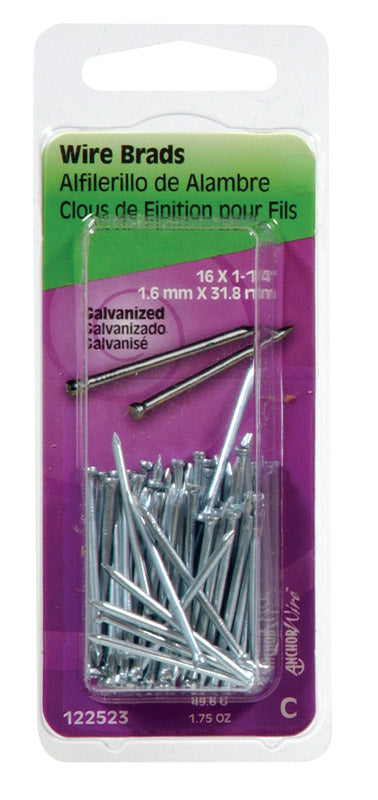 HILLMAN - Hillman 16 Ga. X 1-1/4 in. L Galvanized Steel Brad Nails 1 pk 1.75 oz - Case of 6