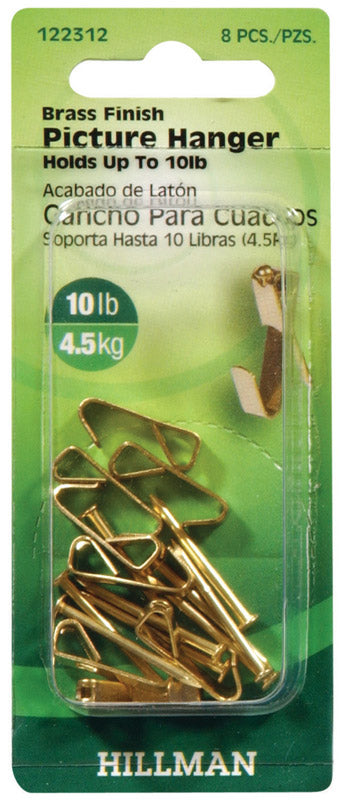 HILLMAN - Hillman AnchorWire Brass-Plated Gold Conventional Picture Hanger 10 lb 8 pk - Case of 10