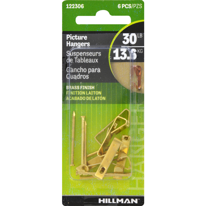 HILLMAN - Hillman AnchorWire Brass-Plated Gold Conventional Picture Hanger 30 lb 6 pk - Case of 10