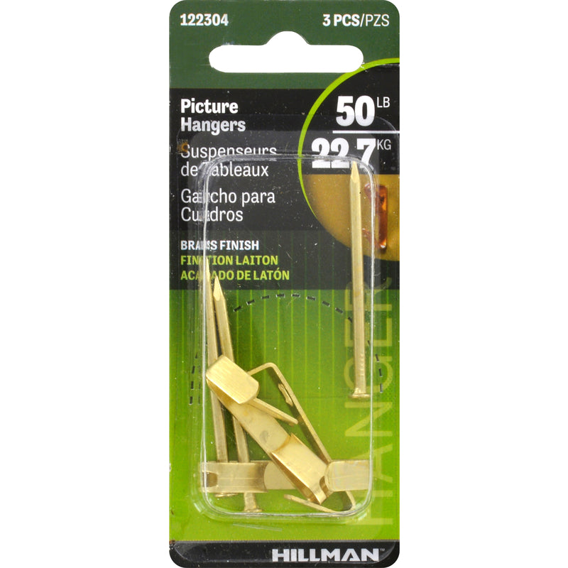 HILLMAN - Hillman AnchorWire Brass-Plated Gold Conventional Picture Hanger 50 lb 3 pk - Case of 10