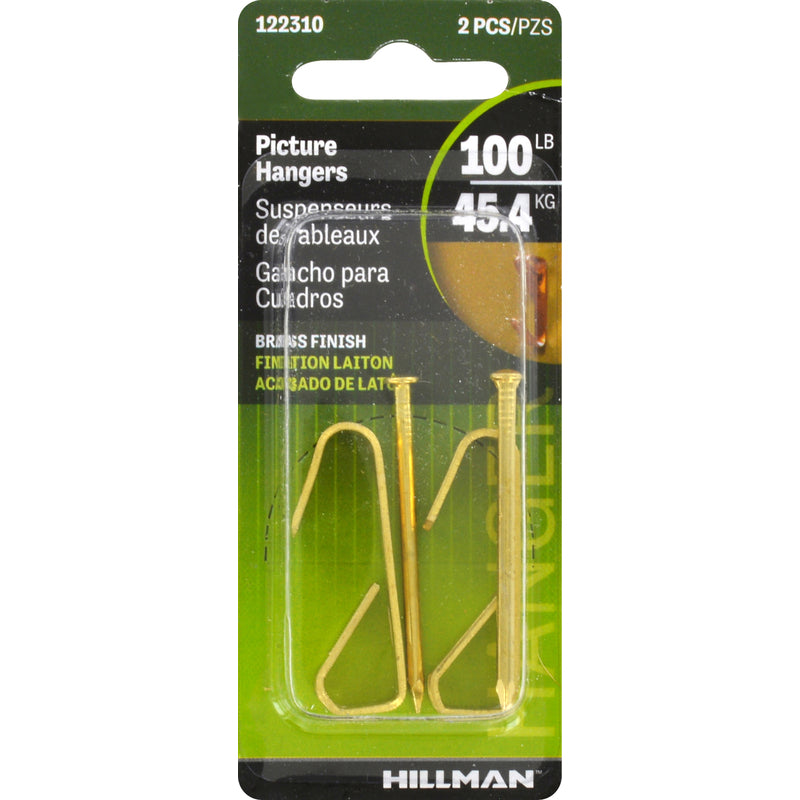 HILLMAN - Hillman AnchorWire Brass-Plated Gold Conventional Picture Hanger 100 lb 2 pk - Case of 10