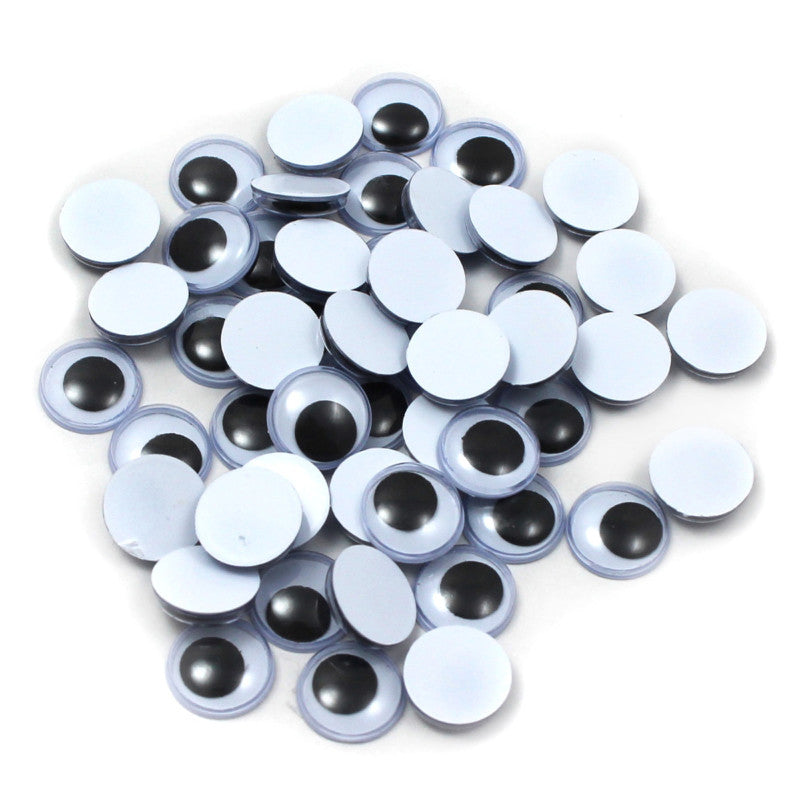 CHARLES LEONARD - Wiggle Eyes, Round, 12mm, Black, 50 Per Pack, 12 Packs