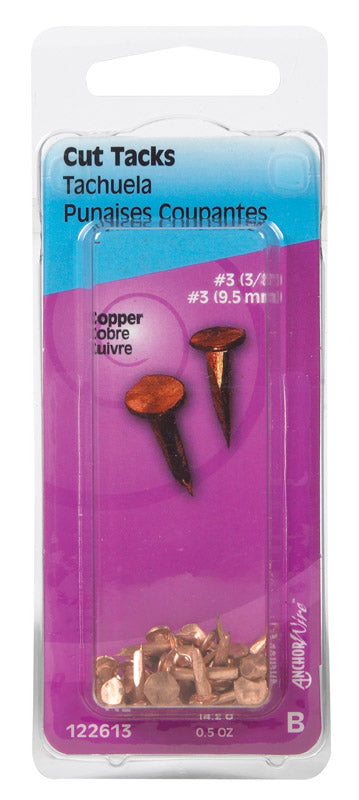 HILLMAN - Hillman No. 3 X 3/8 in. L Copper Cut Tacks 0.5 pk - Case of 6