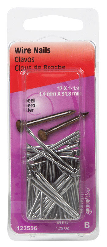 HILLMAN - Hillman 1-1/4 in. Wire Bright Steel Nail Flat Head - Case of 6