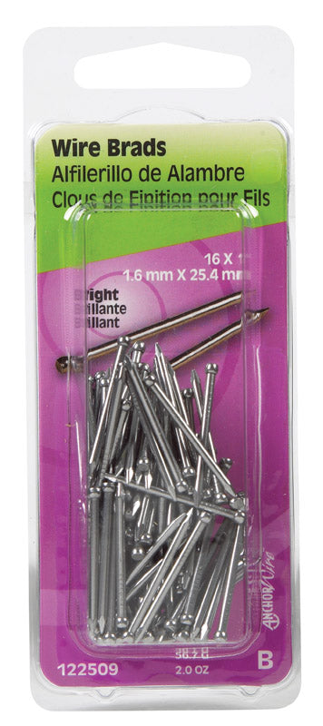 HILLMAN - Hillman 16 Ga. X 1 in. L Bright Steel Brad Nails 1 pk 2 oz - Case of 6