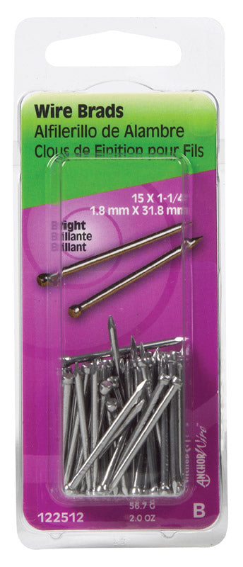 HILLMAN - Hillman 15 Ga. X 1-1/4 in. L Bright Steel Brad Nails 1 pk 2 oz - Case of 6