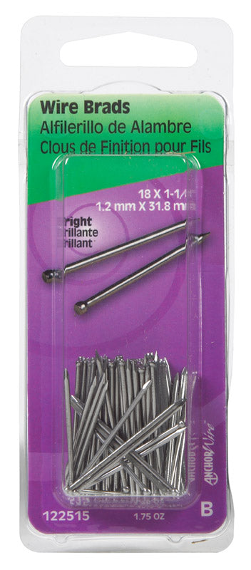 HILLMAN - Hillman 18 Ga. X 1-1/4 in. L Bright Steel Brad Nails 1 pk 1.75 oz - Case of 6