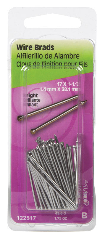 HILLMAN - Hillman 17 Ga. X 1-1/2 in. L Bright Steel Brad Nails 1 pk 1.75 oz - Case of 6