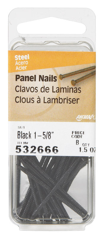 HILLMAN - Hillman 1-5/8 in. Panel Black Coating Steel Nail Large Head - Case of 6