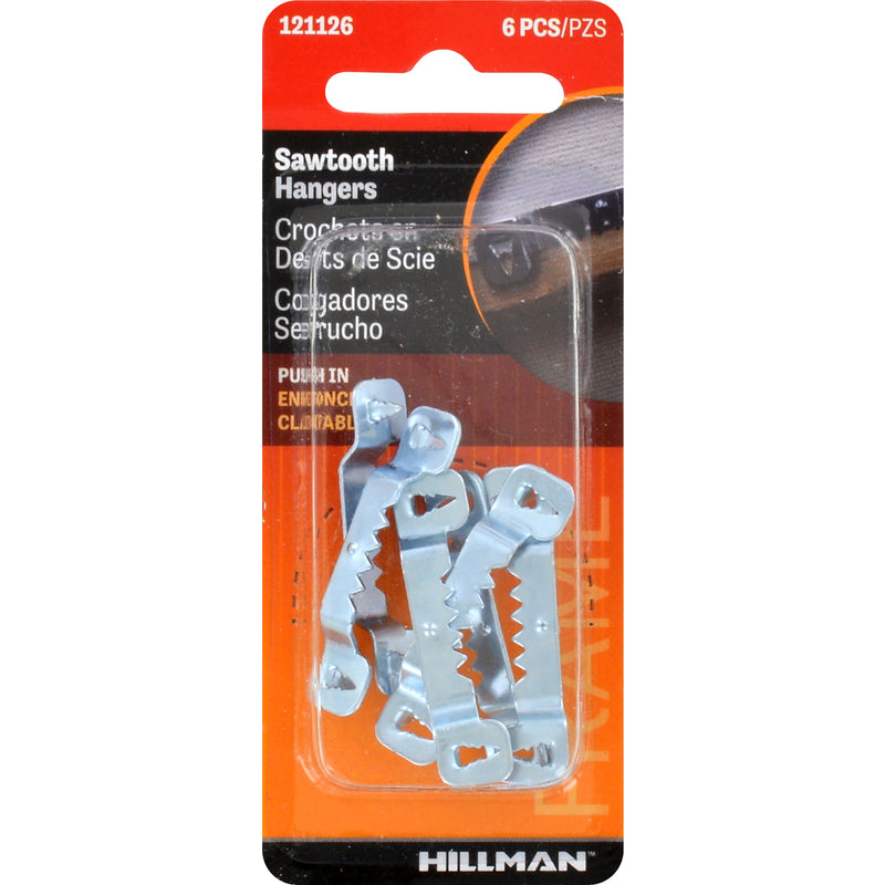 HILLMAN - Hillman AnchorWire Steel Zinc Silver Push Pin Self-Leveling Hanger 6 pk - Case of 10