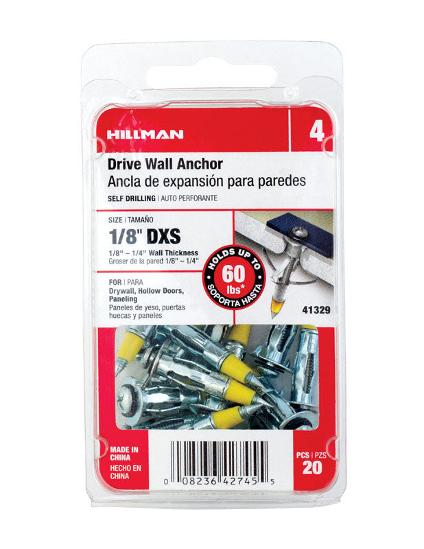 HILLMAN - Hillman 1/8 in. D X 1/8 X-Short in. L Metal Round Head Drive Wall Anchors 20 pk - Case of 5