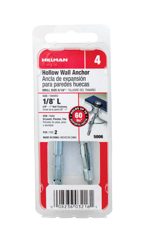 HILLMAN - Hillman 1/8 in. D X 12 in. L Metal Round Head Hollow Wall Anchors 2 pk - Case of 10