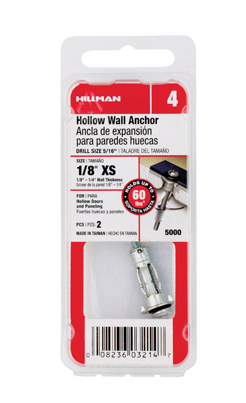 HILLMAN - Hillman 1/8 in. D X 1 in. L Metal Hollow Head Hollow Wall Anchors 2 pk - Case of 10